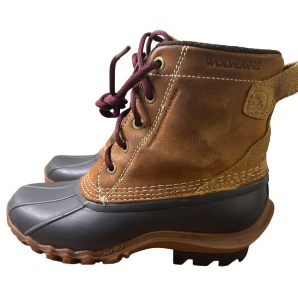 Wolverine 7M Womens Duck Boots With Leather Upper & Man-Made Balance In Brown & - Picture 3 of 12